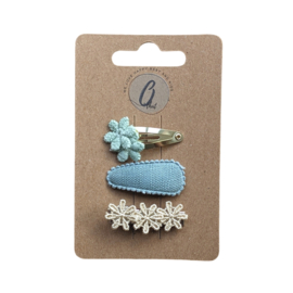 Babyhaarclipjes groen/beige