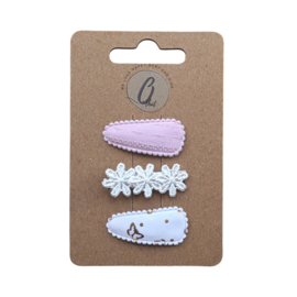Babyhaarclipjes lila/bloem/vlinder