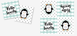 Servetten "Hello Lovely Pinguïn" zwart/mint