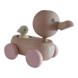 wooden mum and baby duck - pastel