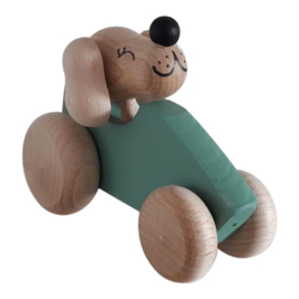 houten auto hond - groen