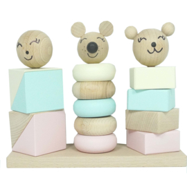 Houten stapeltoren Pastel