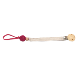 Pacifier ribbon linen look raspberry