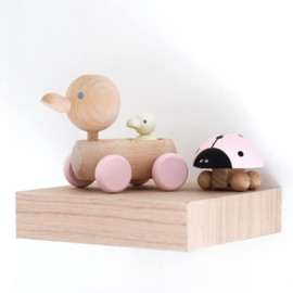 houten mama & baby eendje - pastel