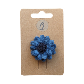 Babyhaarclipje vilten bloem bouclé navy
