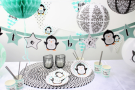 Letterlijn "Hello Lovely Pinguin"zwart/mint