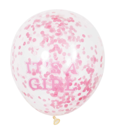 Ballonnen it's a girl met confetti