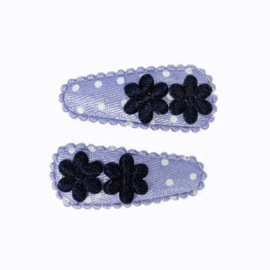 Babyhaarclipje dot lila met bloemetjes navy