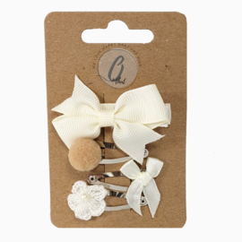 Babyhaarclipjes set 4 stuks Ivory