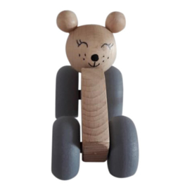 wooden bear in car - natural