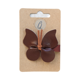 Alligatorclip butterfly leatherlook Chocolate