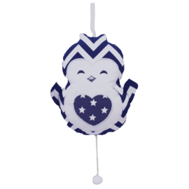 Muziekdoos pinguïn navy/wit