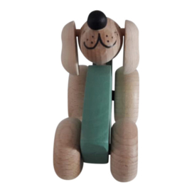 wooden dog in car - green