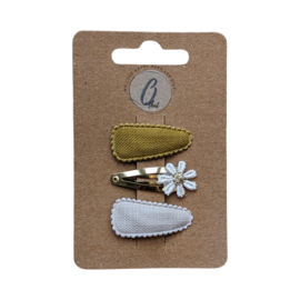 Babyhaarclipje curry/bloem/creme