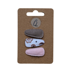 Babyhaarclipje bruin/print/pale pink