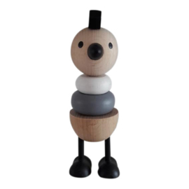 wooden stacking toy chicken - monochrome