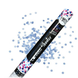 Confetti shooter gender reveal blauw