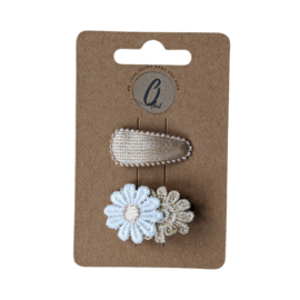 Babyhaarclipjes margrietjes wit/goud