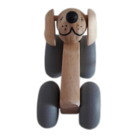 wooden dog in car - natural