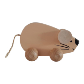wooden mouse on wheels - apricot