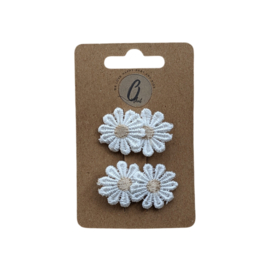 Alligatorhaarclipje margrietjes wit