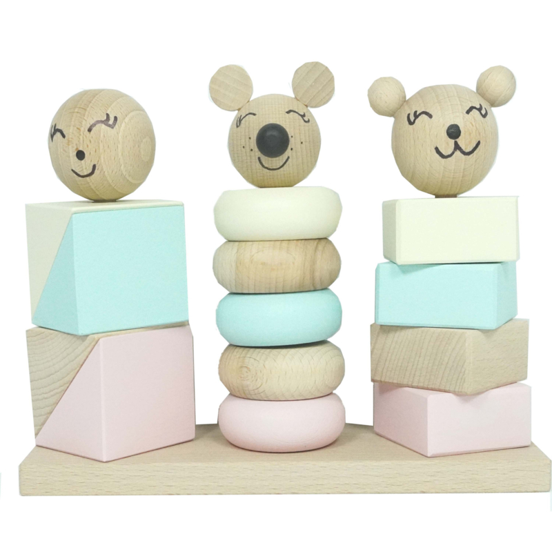 Wooden stacking towers pastel