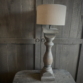 Houten XL balusterlamp inclusief kap  (H 70,5 cm)