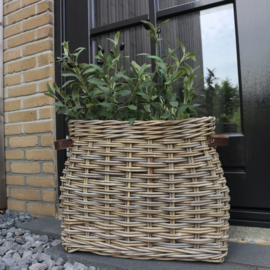 Rattan mand met leren grepen(Br 49 cm)