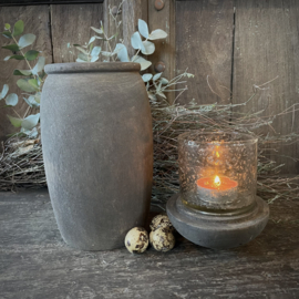 Houten pot met deksel (H 24,5cm.)