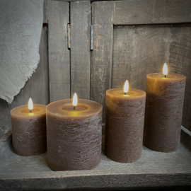 LED wax stompkaars 3D vlam Choco bruin ( dia 10 cm)