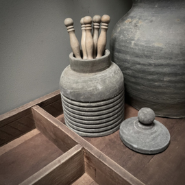 Houten pot met deksel Be Uniq (H 17,5cm.)