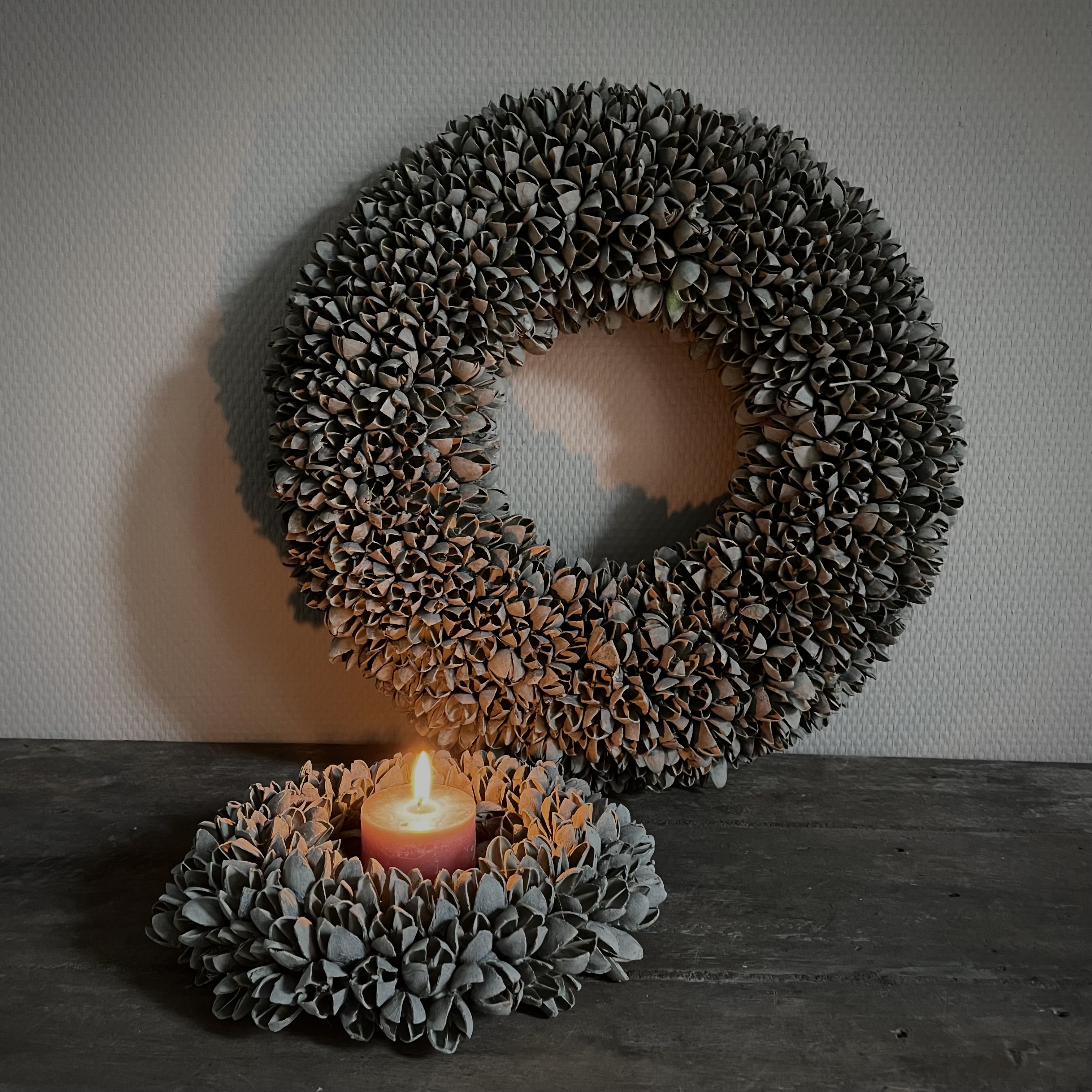 Krans Bakuli 'Grey wash'  (Ø 40 cm)
