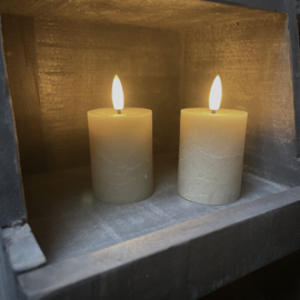 Set van 2 LED wax stompkaarsen bruin ( H 9,5 cm)