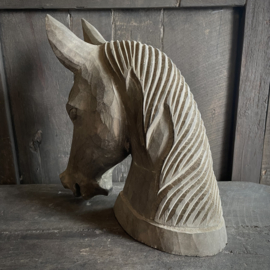 Houten paarden hoofd (H 29,5 cm.)
