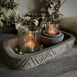 Langwerpige houten schaal 'Carved'