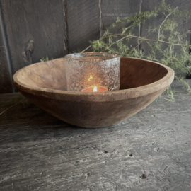 Oud houten schaaltje 4 ( Dia 21,5 cm)