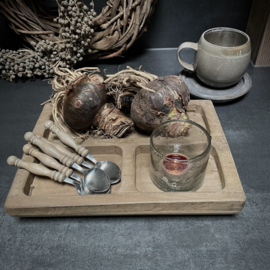 Houten 3-vaks tray (L 30 cm)