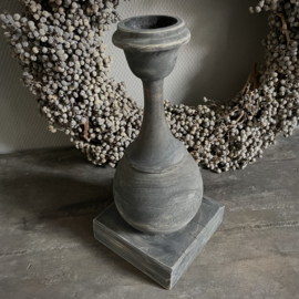 Massief houten kandelaar (23 cm hoog)