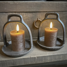 Set van 2 LED wax stompkaarsen Choco ( H 9,5 cm)