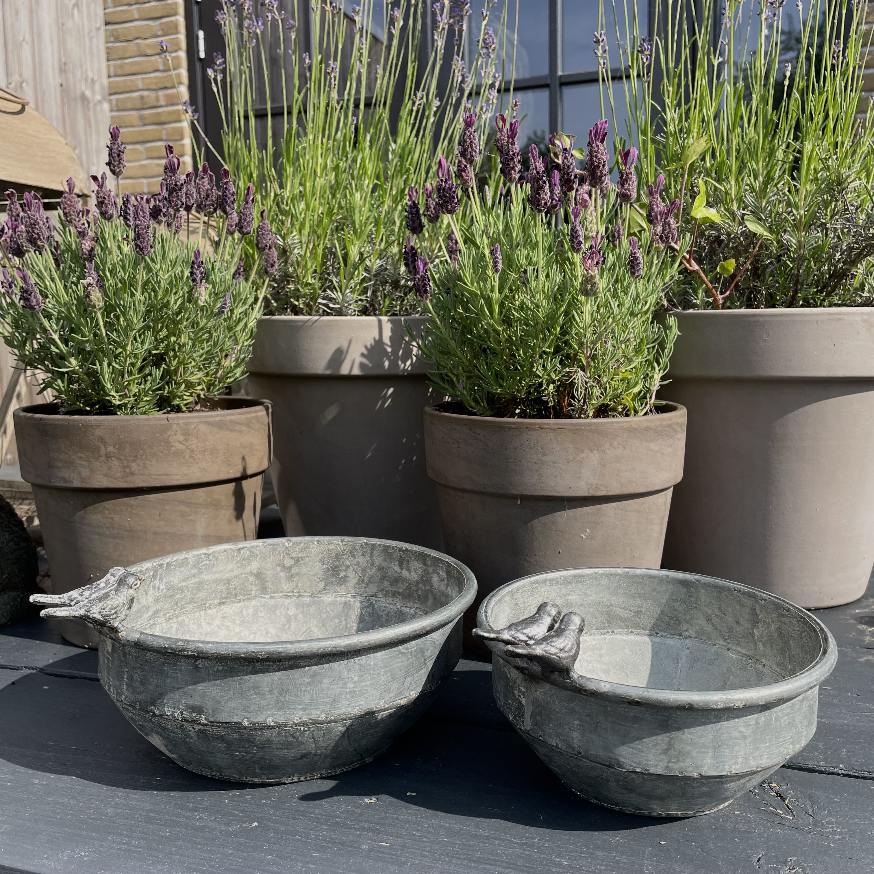 Zinken pot 'vogeltjes' S  (Dia 18 cm)