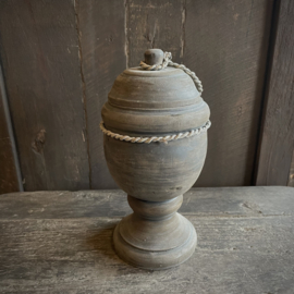 Houten bokaal met deksel (L) (H 25 cm)