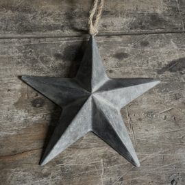 Metalen ster 'zink' aan touw 'M' (22 cm)