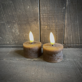 Set van 2 LED waxinekaarsjes 3D vlam( H 2,5 cm) Choco