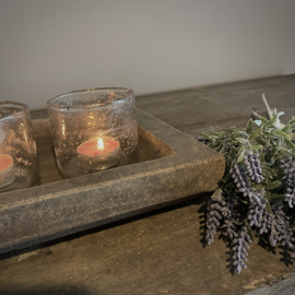 Langwerpige houten schaal (L 41 cm)