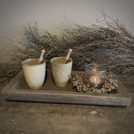 Langwerpige houten schaal (L 41 cm)