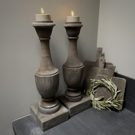 Set van 2 grote LED waxines 'Taupe' (Dia 7 cm)