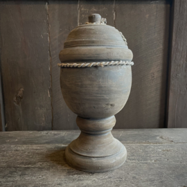 Houten bokaal met deksel (L) (H 25 cm)