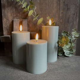 Set van 3 outdoor LED kaarsen 'Olijf groen'