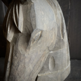 Houten paarden hoofd (H 29,5 cm.)