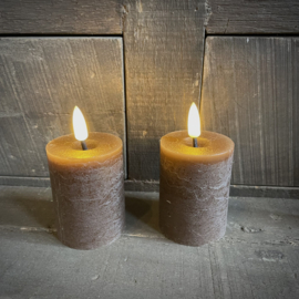 Set van 2 LED wax stompkaarsen Choco ( H 9,5 cm)